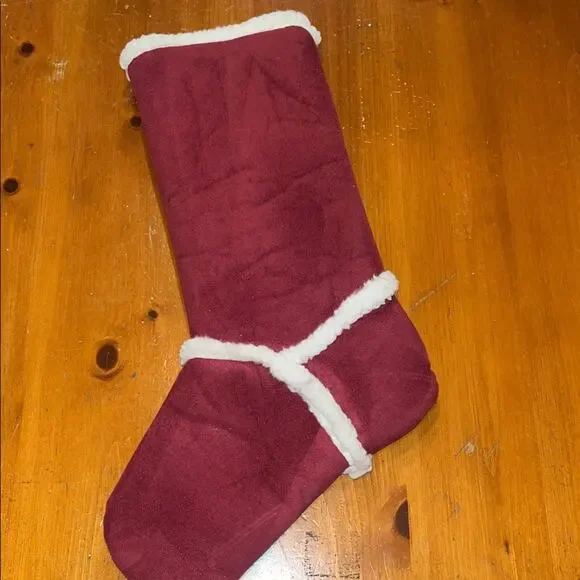 UGG Burgundy White Faux Suede Boot Stocking - Picture 3 of 3